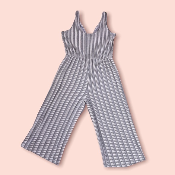 A.N.A. Cropped Wide Leg Sleeveless Jumper Romper Sz 1X Blue Striped Pockets - Picture 2 of 11